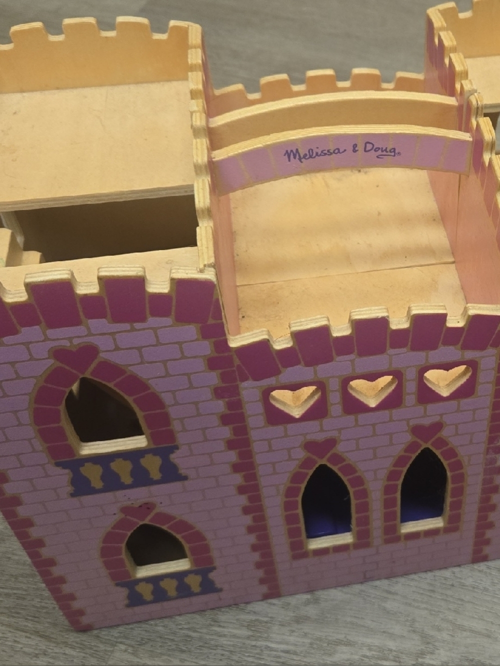 Melissa & Doug Pink and Cream Wooden Castle Playset AND figures